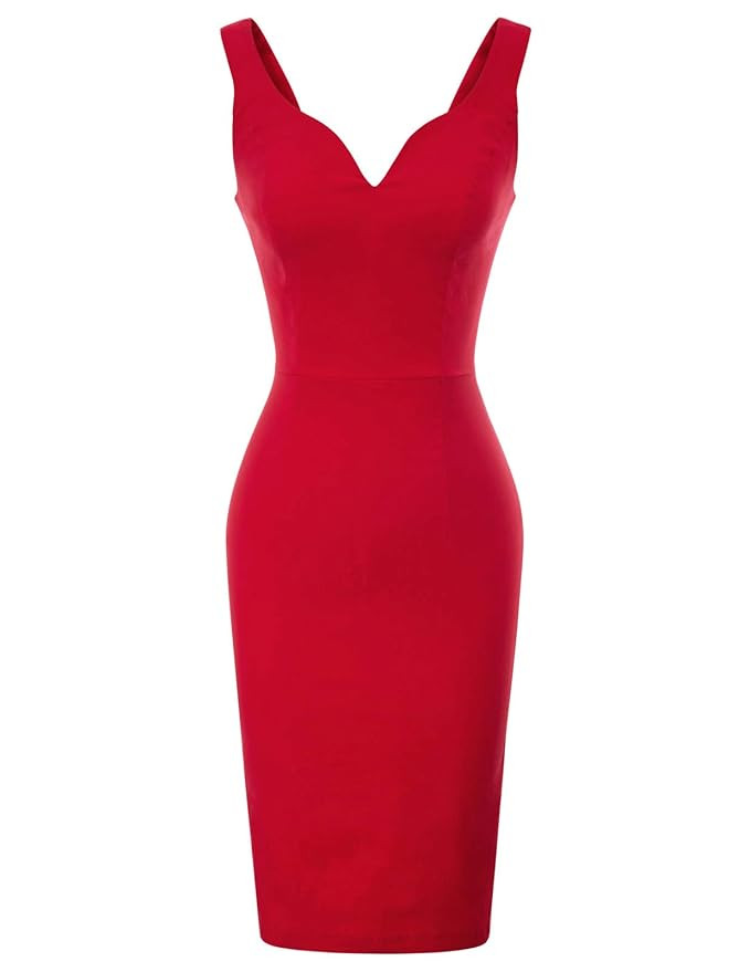 GRACE KARIN Women Sleeveless Deep V Neck Casual Cocktail Pencil Dress | Amazon (US)