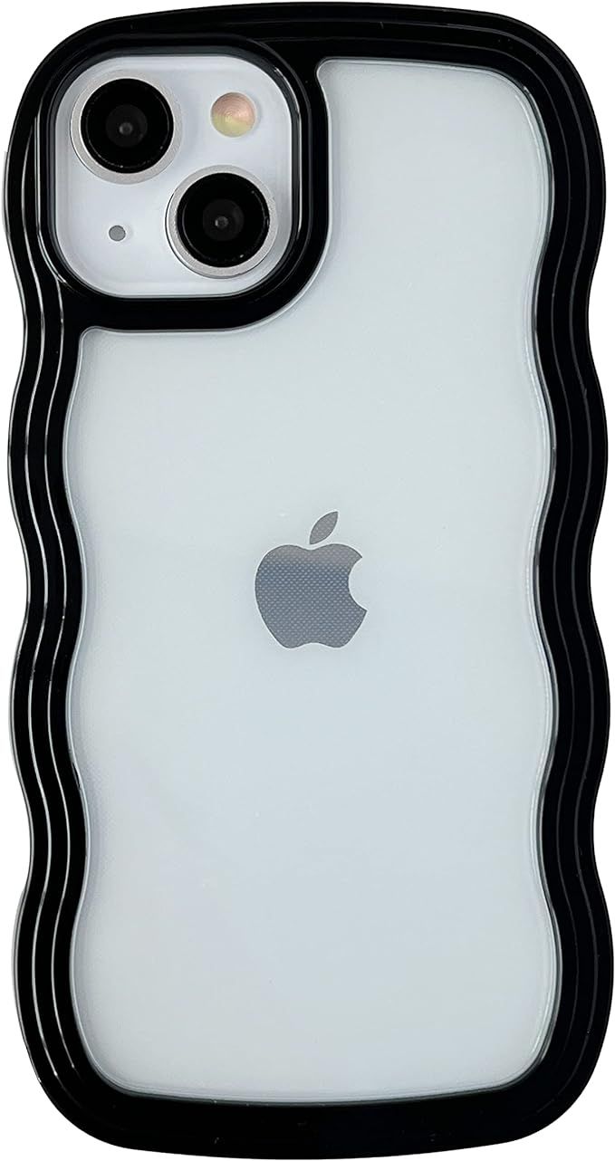 Caseative Cute Curly Wave Frame Shape Shockproof Soft Compatible with iPhone Case (Black,iPhone 1... | Amazon (US)