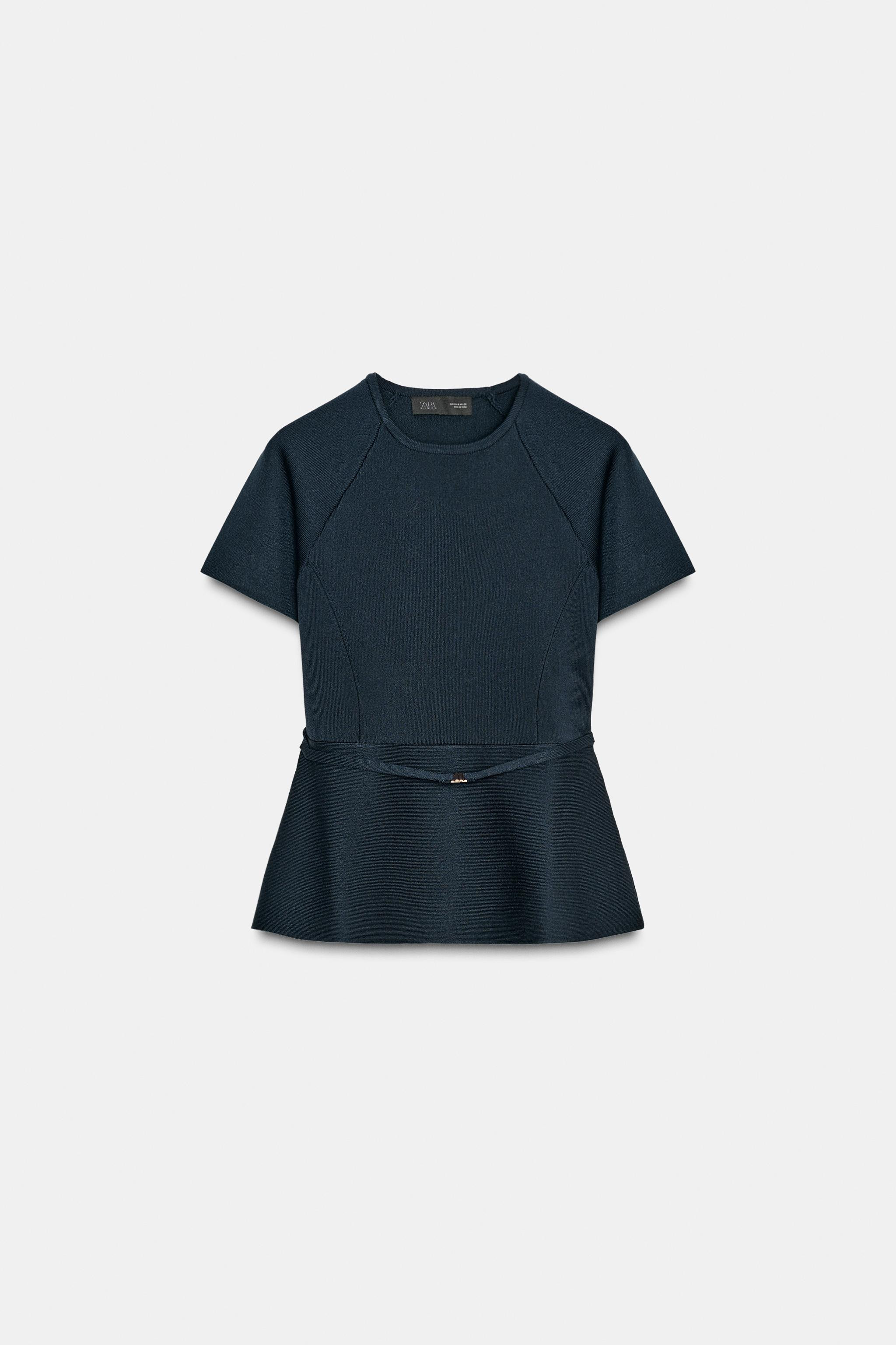 KNIT PEPLUM TOP WITH BELT | Zara US
