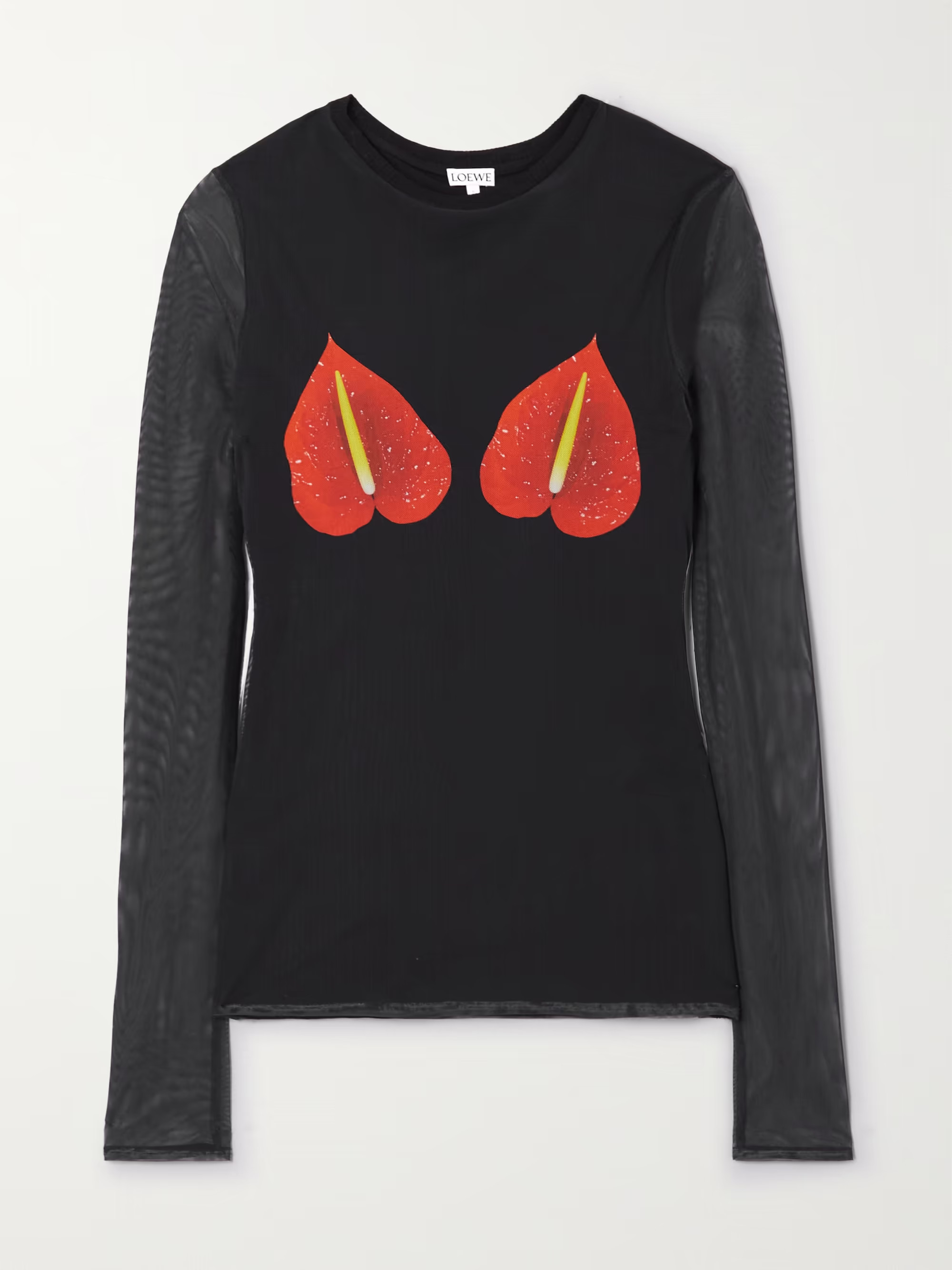 Printed stretch-tulle top | NET-A-PORTER (US)