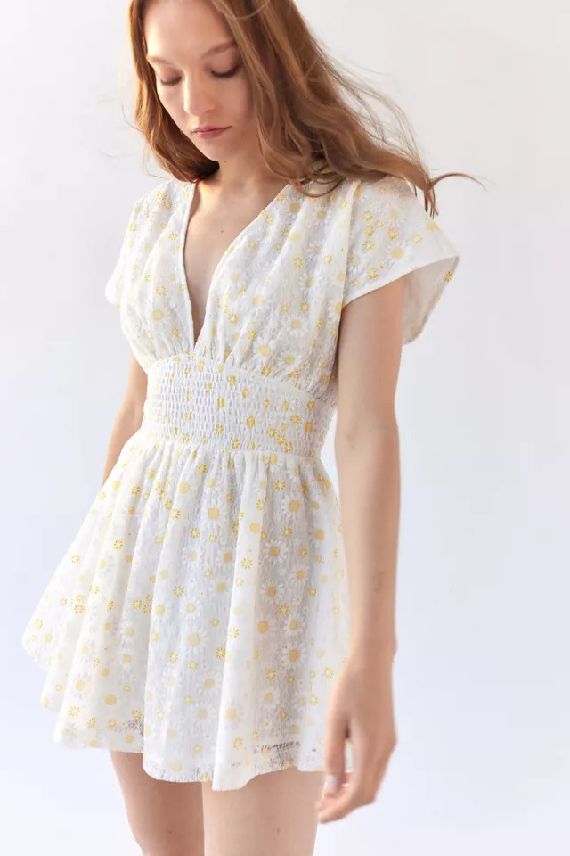 Kiss The Sky Floral V-Neck Romper | Urban Outfitters (US and RoW)