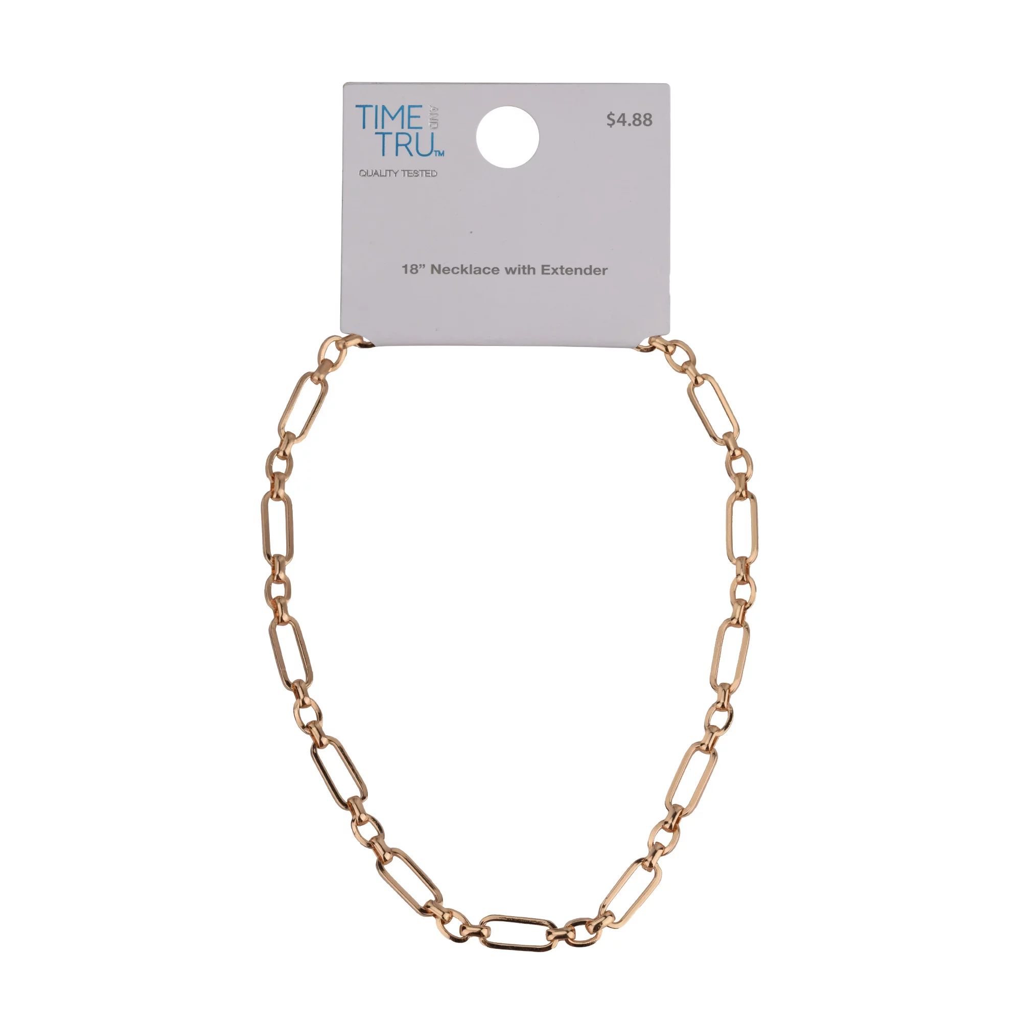 Time And Tru Women's Gold Tone Oval Link Chain Short Necklace | Walmart (US)