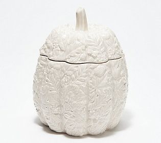 HomeWorx by Harry Slatkin Grey Embossed Ceramic Pumpkin | QVC