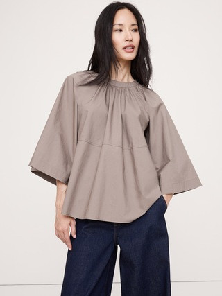 Cotton Poplin Convertible Trapeze Top | Banana Republic (US)