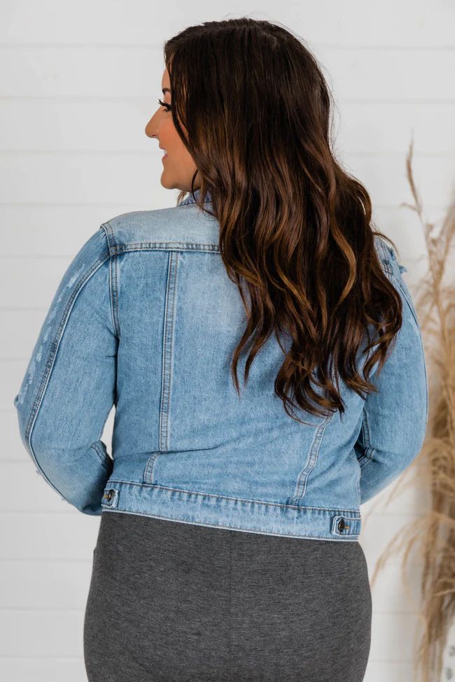Stay Beautiful Medium Wash Denim Jacket | The Pink Lily Boutique