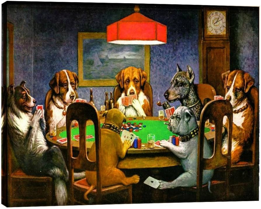 ELITEART-Dogs Playing Poker by Cassius Marcellus Coolidge Oil Painting Reproduction Giclee Wall A... | Amazon (US)
