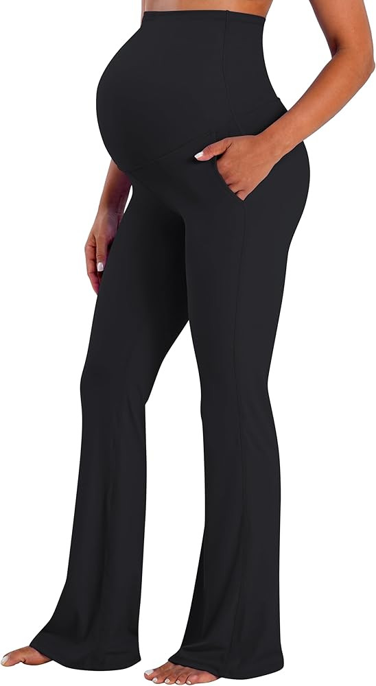Sunzel Maternity Flare Leggings with Pockets Over The Belly, Buttery Soft Pregnancy Wide Leg Yoga... | Amazon (US)