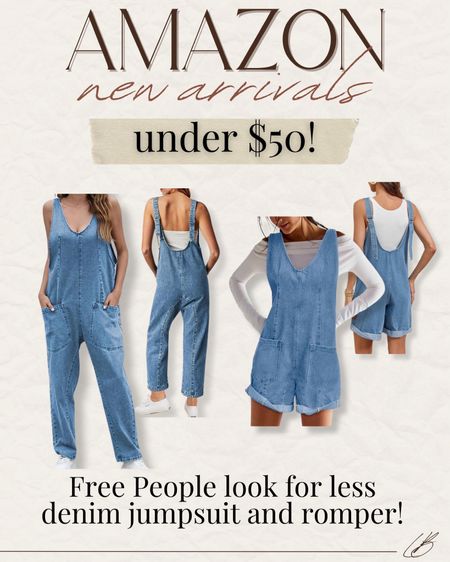 Free People lookalike Jean jumpsuit & rompers from Amazon! 
#founditonamazon 

#LTKstyletip #LTKSeasonal #LTKfindsunder50