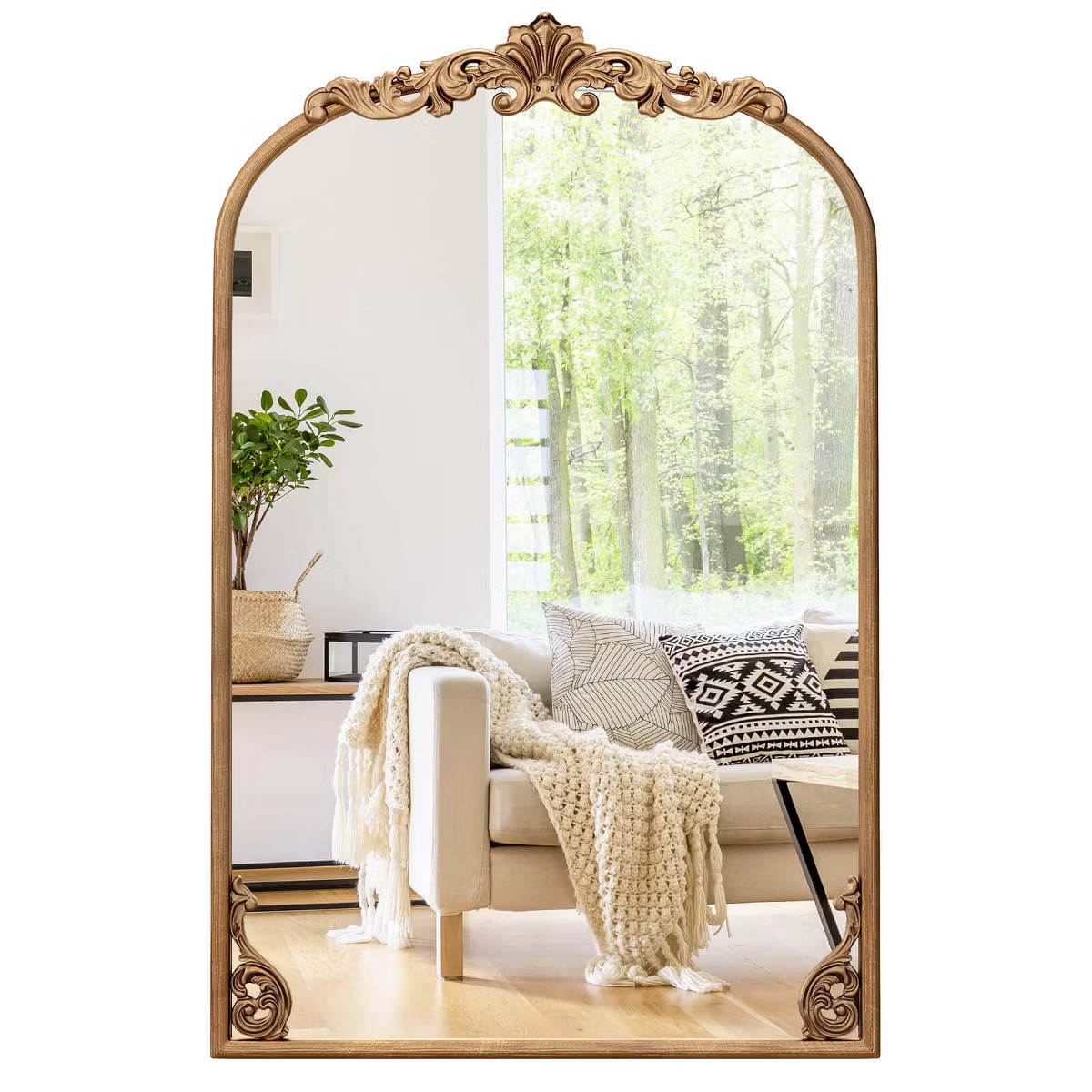 Costway 30" x 20"/36" x 24"/38" x 26" Gold Traditional Vintage Ornate Baroque Arched Mirror for W... | Target