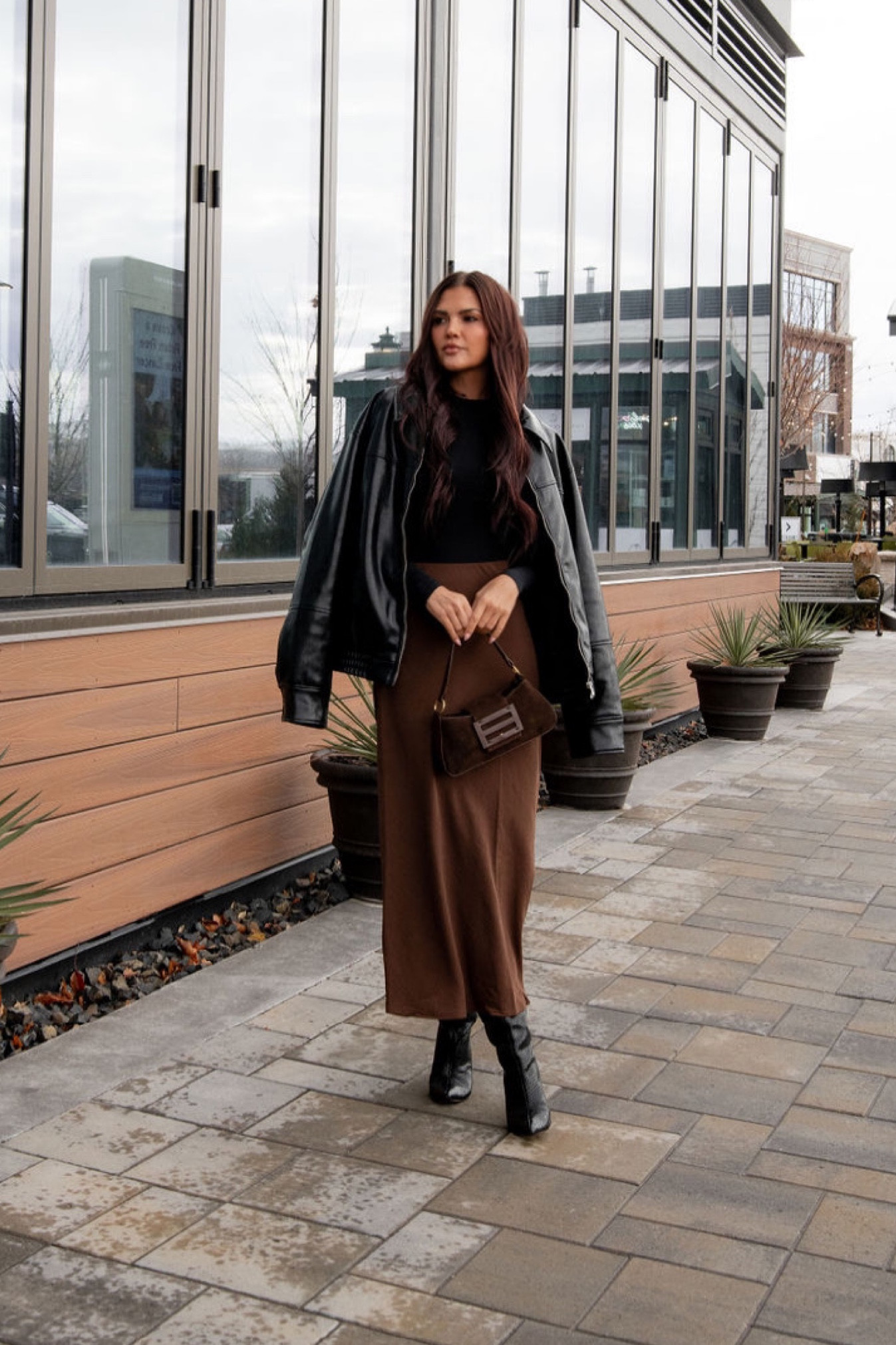 Vici Collection Midi skirt and bodysuit combo 

Schutz Maryana Boots 

(jacket is Zara but linked similar) 

#LTKItBag #LTKShoeCrush #LTKStyleTip