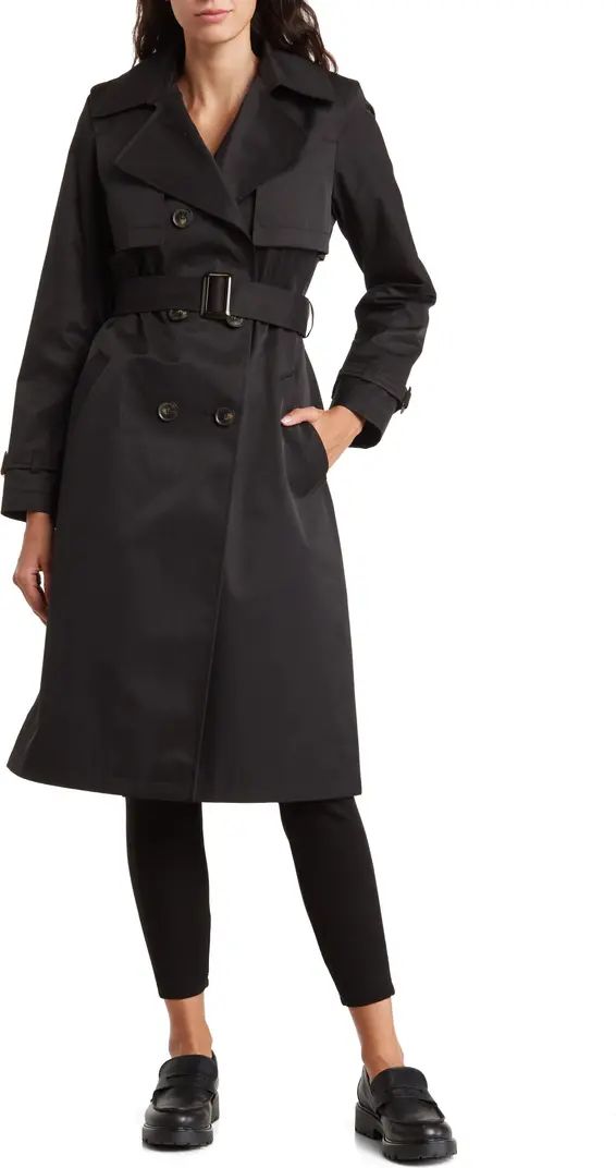 Double Breasted Cotton Blend Belted Trench Coat | Nordstrom Rack
