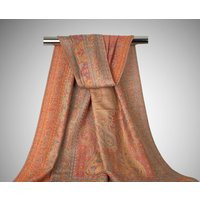 Reversible Pashmina Scarves | Orange Beige Shawl Festival Women Head Wraps Light Weight Long Stole M | Etsy (US)