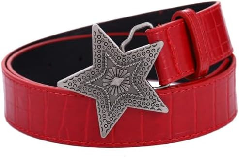 Women Red Western Belt with Floral Buckle Vintage Country Belts for Pants Jeans Dress Cowboy Cowg... | Amazon (US)
