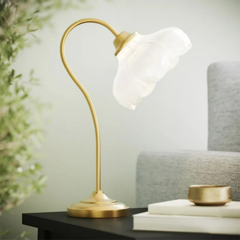 Beautiful by Drew Barrymore 19" Gold Metal Table Lamp with Glass Petal Shade | Walmart (US)