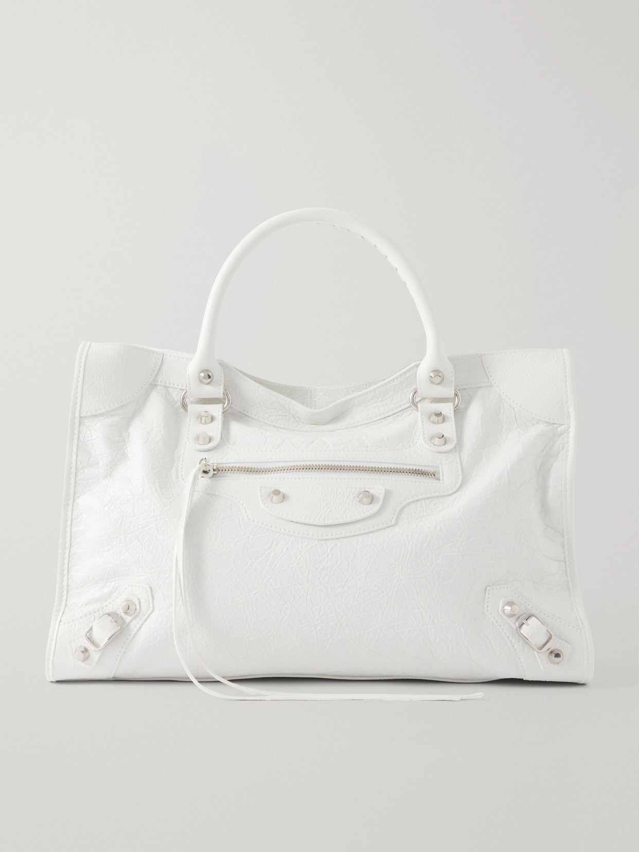 Balenciaga - Le City Medium Embellished Leather Tote Bag - White | NET-A-PORTER (US)