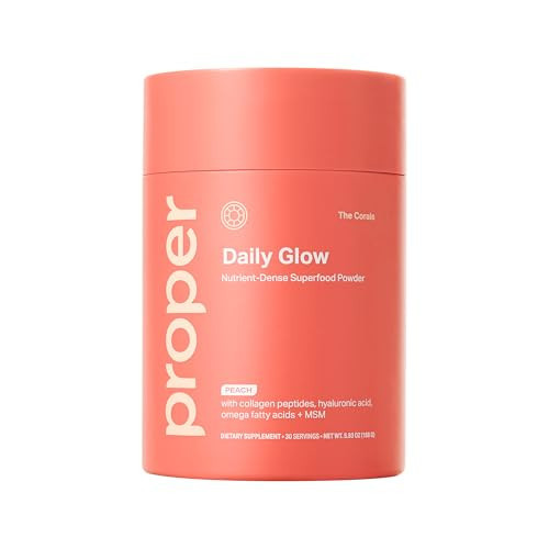 Proper, The Corals Daily Glow Beauty Blend - Nutrient Dense Superfood Powder with Collagen Peptides, Hyaluronic Acid Powder, Vitamin C, and MSM. Hair, Skin, Nail Vitamin Supplement for Women & Men | Amazon (US)