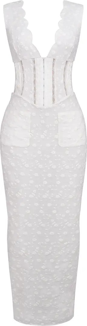 Sophina Embroidered Plunge Neck Bustier DressHOUSE OF CB | Nordstrom