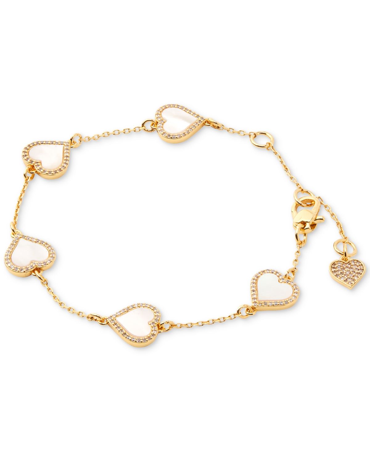 Kate Spade New York Gold-Tone Pave & Mother-of-Pearl Heart Link Bracelet | Macys (US)
