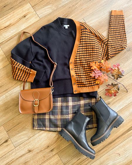 Fall outfit. Halloween outfit ideas. Plaid skirt. Black lug boots. 

#LTKSeasonal #LTKsalealert #LTKHalloween