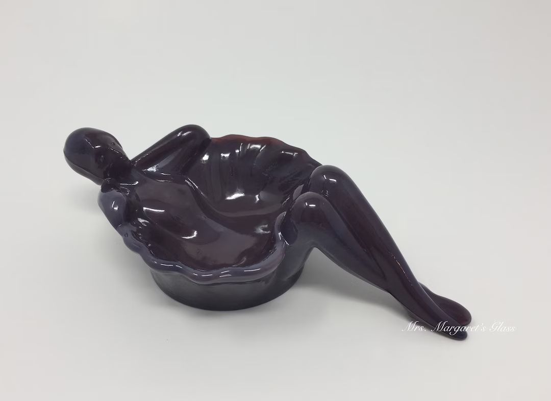 Mosser Glass Eggplant Purple Nude Bathing Beauty Soap/ Trinket Dish | Etsy (US)