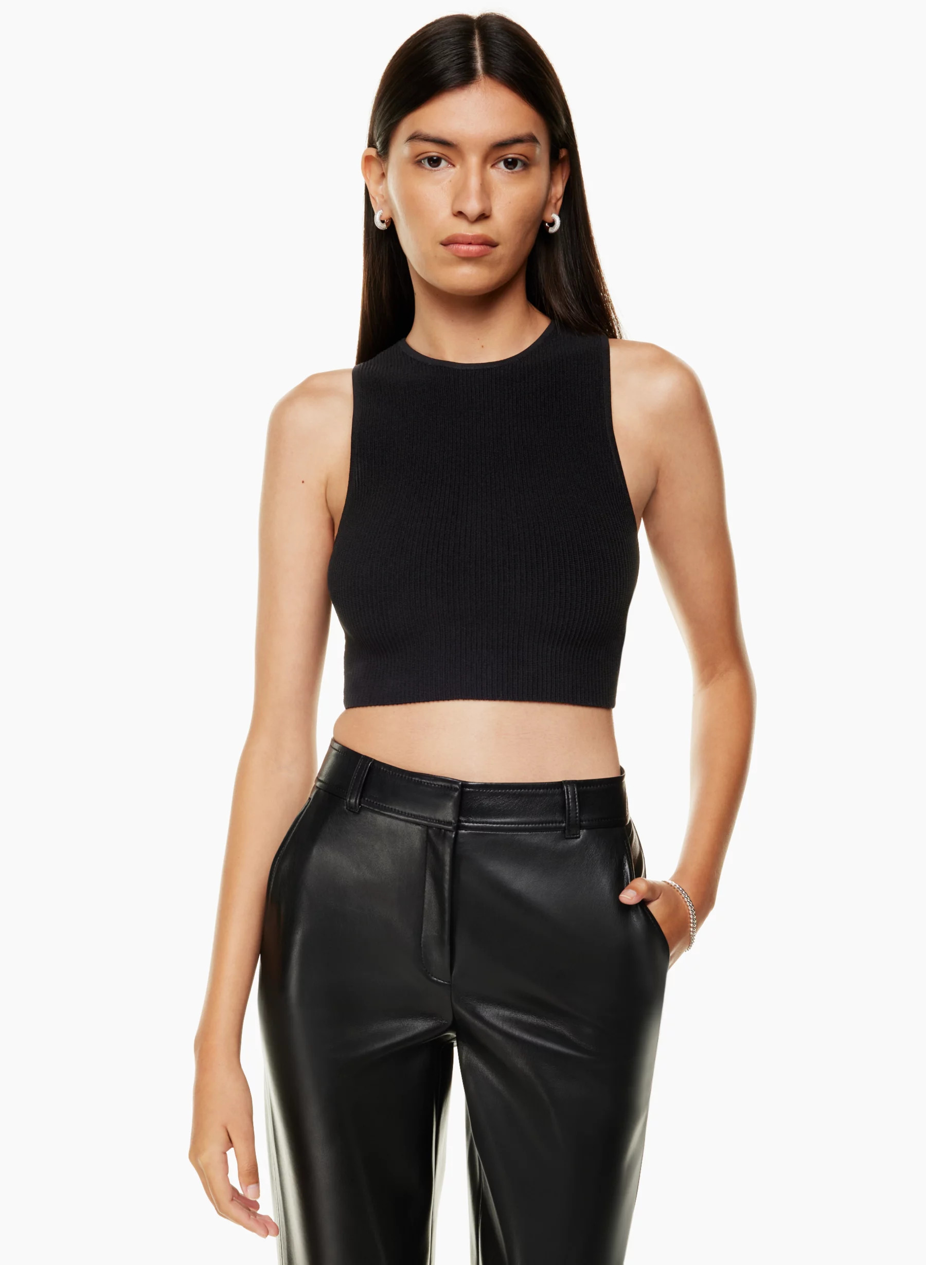 SCULPT KNIT RACER CROPPED TANK | Aritzia