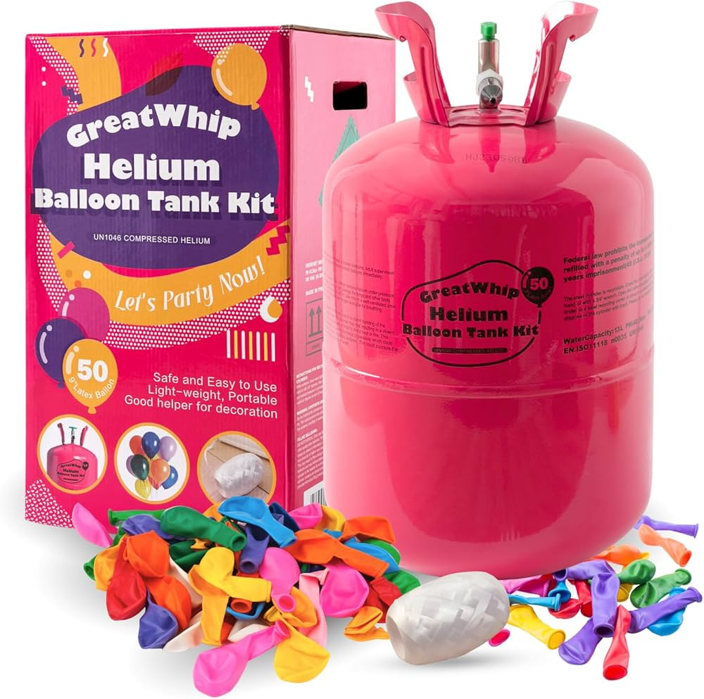GreatWhip 13L Helium Tank Up To 50 Latex Balloons, Helium Tank For Balloons At Home, 50 Latex Bal... | Amazon (US)