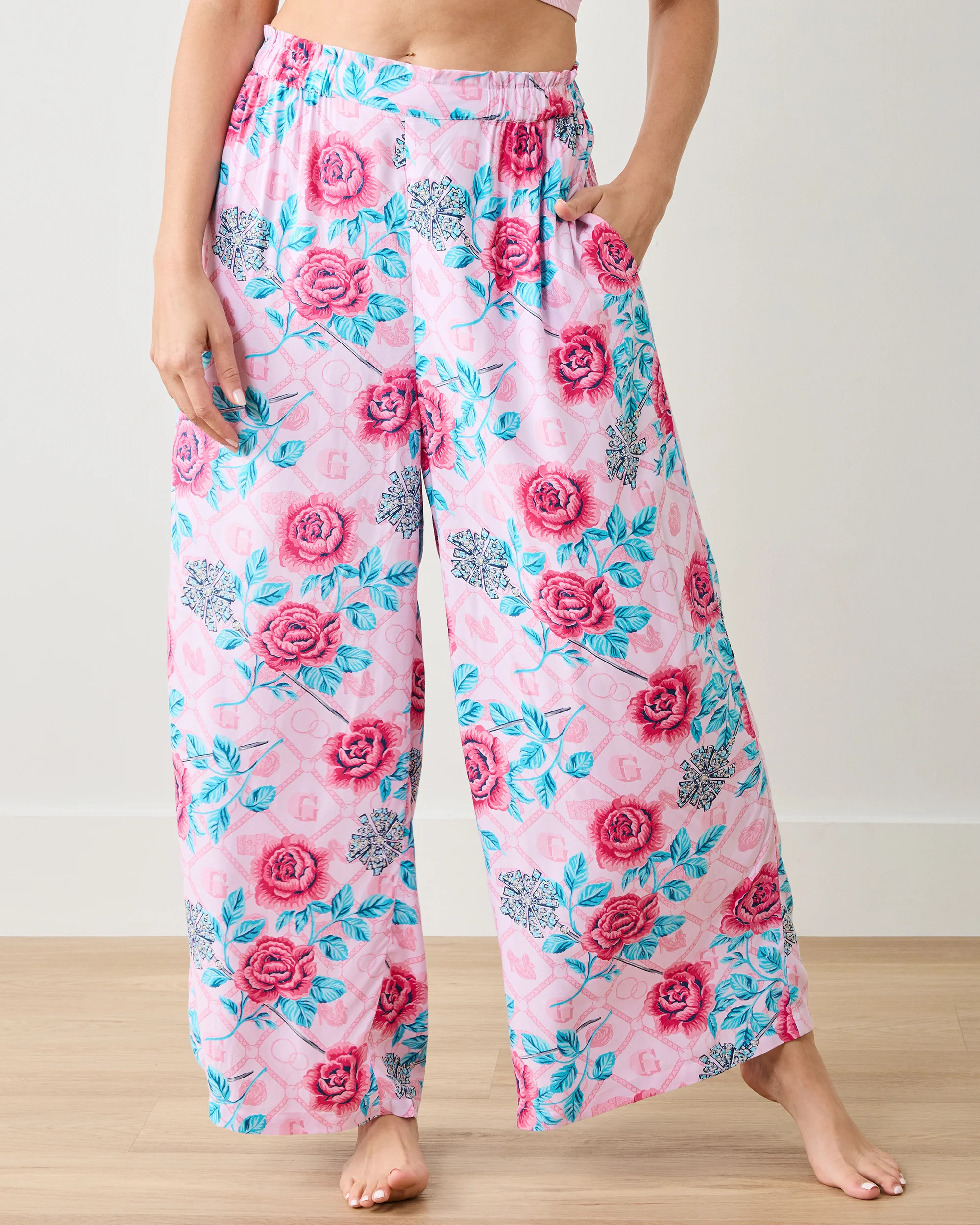 Glinda's Garden - Eco Satin Pant - Popular Pink | Printfresh