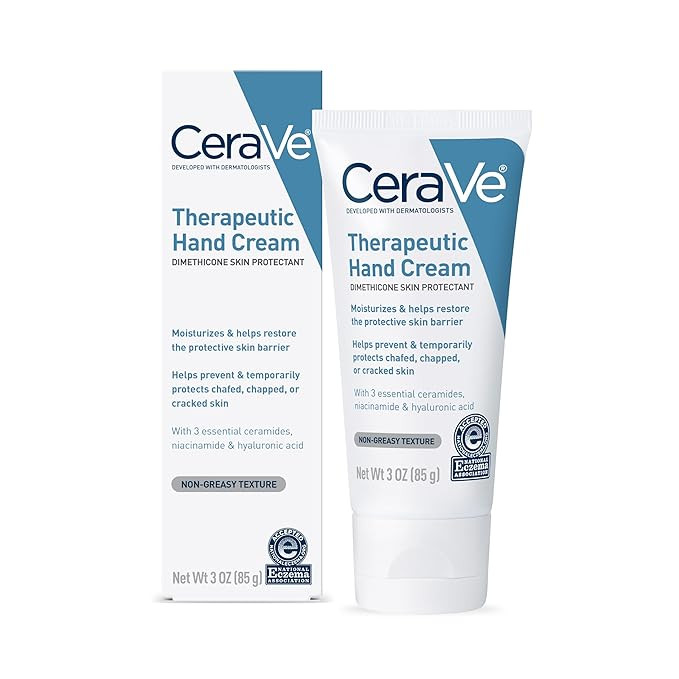 CeraVe Therapeutic Hand Cream for Dry Cracked Hands With Hyaluronic Acid and Niacinamide, Fragran... | Amazon (US)