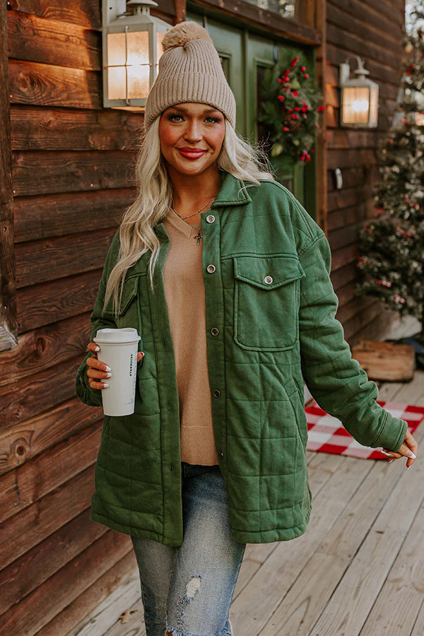 Woodsy Aroma Quilted Jacket in Hunter Green | Impressions Online Boutique