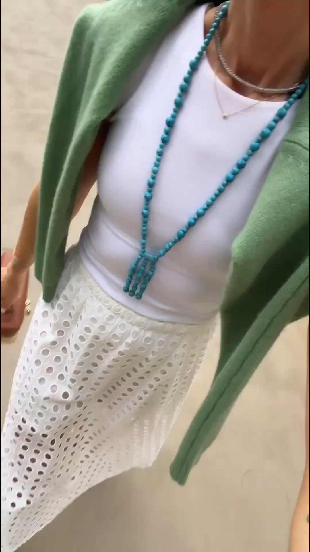 Trending! This outfit feels like summer in the best way 🤍 The white on white with the pop of color from the sweater and necklace is such an easy formula for vacation, dinner, or everyday.

summer outfit, vacation style, white skirt outfit, elevated casual, resort wear, neutral outfit, colorful accessories, chic summer style, effortless outfit, annabrstyle

#LTKootd #LTKSeasonal #LTKTravel