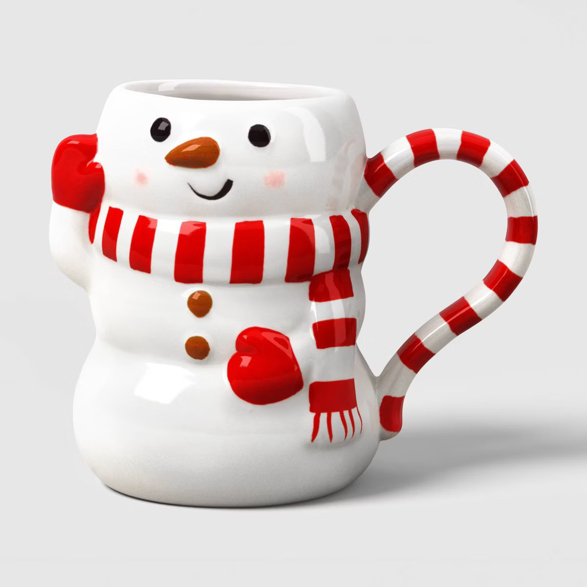 16 fl oz Christmas Earthenware Figural Snowman Mug - Wondershop™ | Target