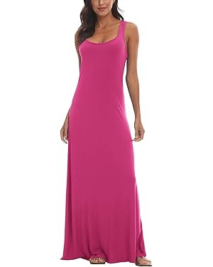 Urban CoCo Women's Scoop Neck Solid Sleeveless Summer Beach Tank Top Casual Maxi Dress | Amazon (US)
