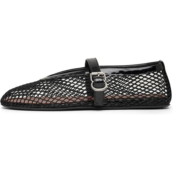 DOEYG Mesh Ballerinas for Women Buckle Strap Comfortable Casual Office Fishnet Ballerina Flats | Amazon (DE)