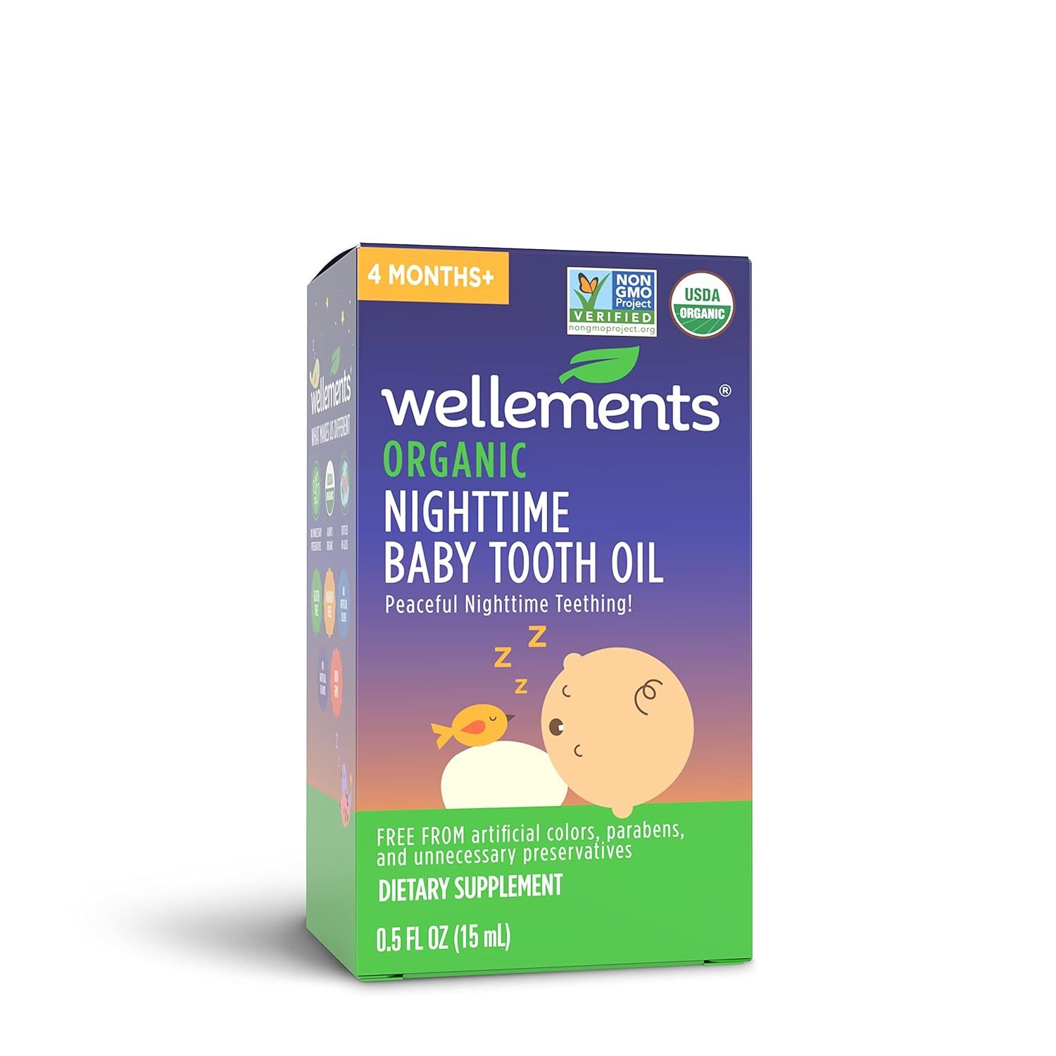 Wellements Organic Nighttime Baby Tooth Oil for Teething, Free from Dyes, Parabens, Preservatives... | Amazon (US)