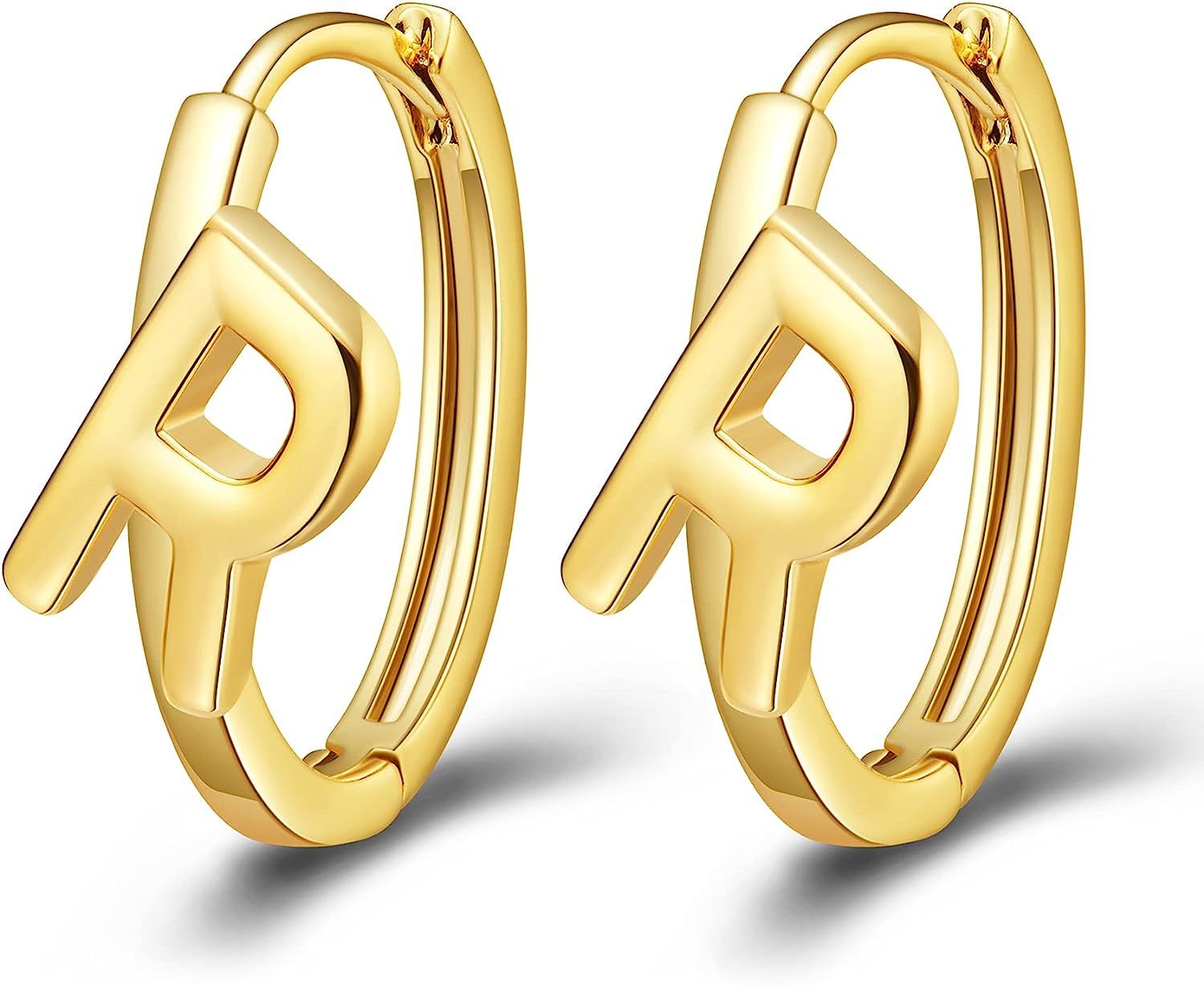 SANNYRA Dainty Initial Hoop Earrings Letter A to Z Alphabet Earrings 14K Gold-Plated Jewelry Gift... | Amazon (US)