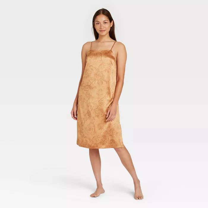 Women's Floral Print Satin Nightgown - Stars Above™ Gold | Target
