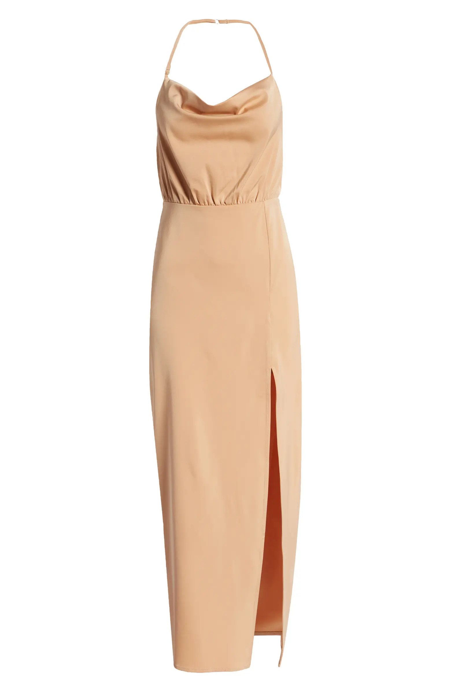 Lulus It's Fate Halter Satin Midi Dress | Nordstrom | Nordstrom