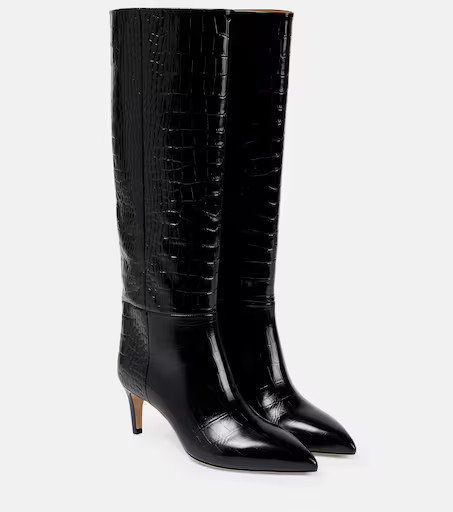 Croc-effect leather knee-high boots | Mytheresa (UK)