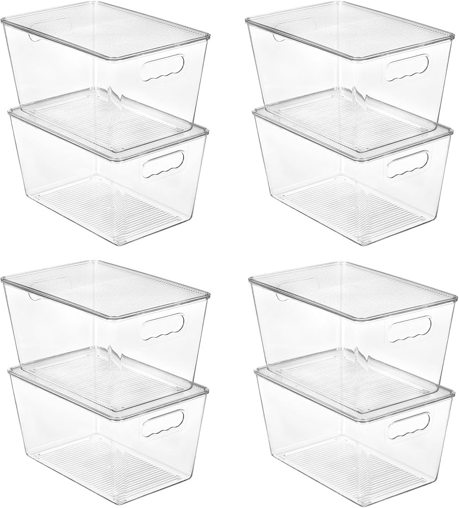 Vtopmart 8 Pack Clear Stackable Storage Bins with Lids, Large Plastic Containers with Handle for ... | Amazon (US)