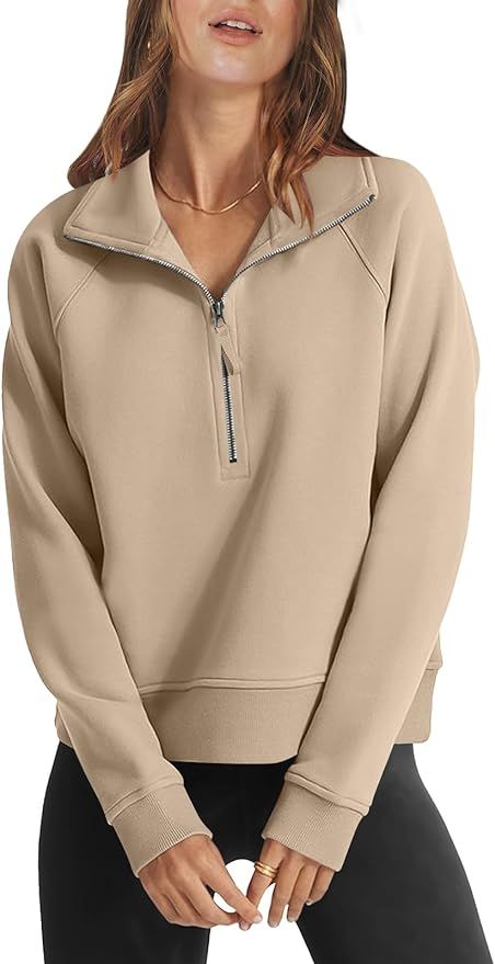 Caracilia Womens Half Zip Cropped Sweatshirts Quarter Zip Up Hoodies 2023 Fall Pullover Top Trend... | Amazon (US)
