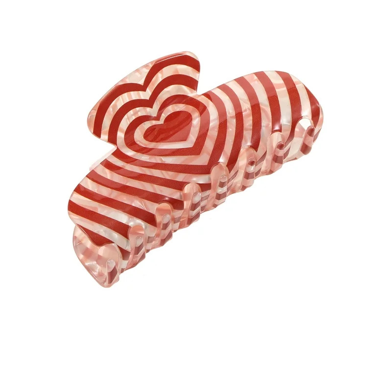 Way to Celebrate Valentine's Day Striped Heart Claw Clip, 1 Piece | Walmart (US)