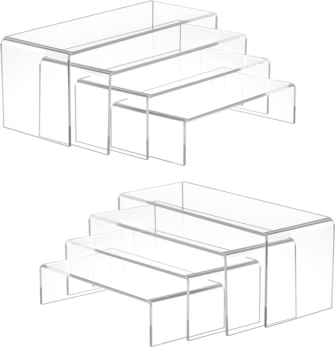 Albumgit Acrylic Display Risers, 8 Pieces Clear Rectangular Tabletop Display Stand for Amiibo Fun... | Amazon (US)