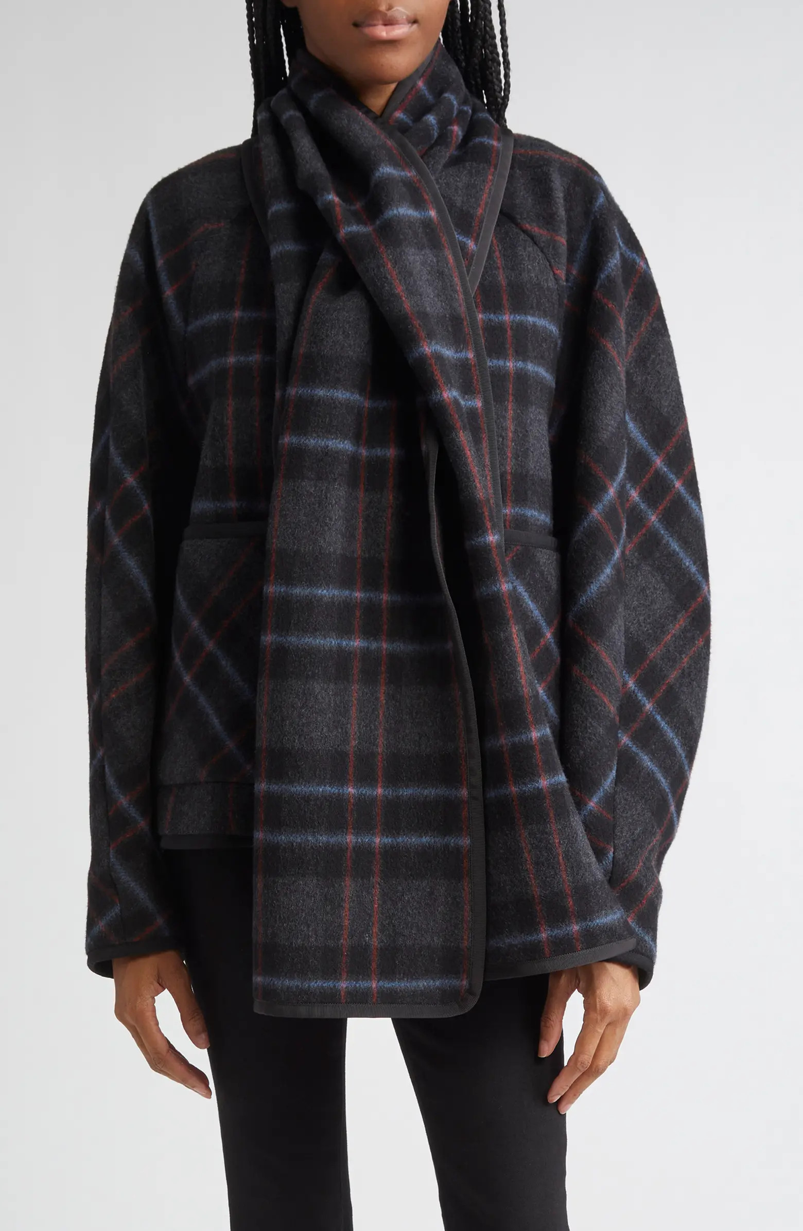 Martine Plaid Wool Blend Dickey Scarf Coat | Nordstrom