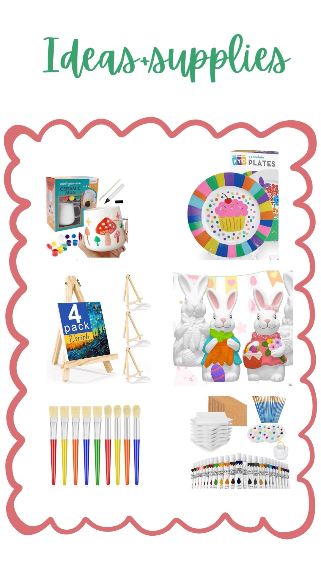 Supplies we used for our family paint night! Linked several other fun kids and ideas you could do together!