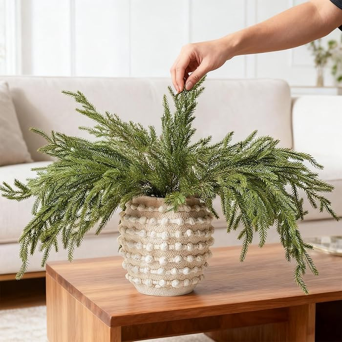 DN DECONATION Artificial Christmas Norfolk Pine Stems, Faux Pine Branches 35.4" 6PCS - Real Touch... | Amazon (US)