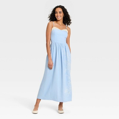 Women's Cutwork Midi Sundress - Universal Thread™ Light Blue XL | Target