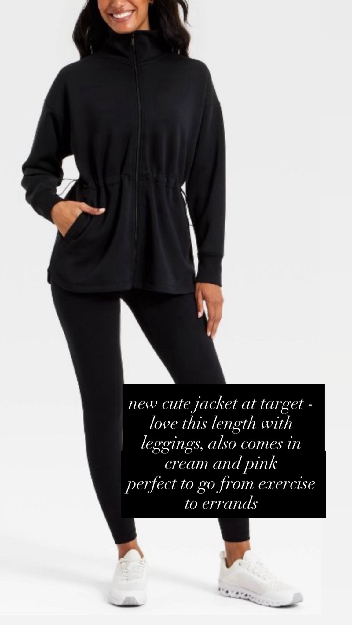 new cute jacket at target - love this length with leggings, also comes in cream and pink 
perfect to go from exercise to errands 

#LTKActive #LTKfitnessgoals #LTKgrwm
