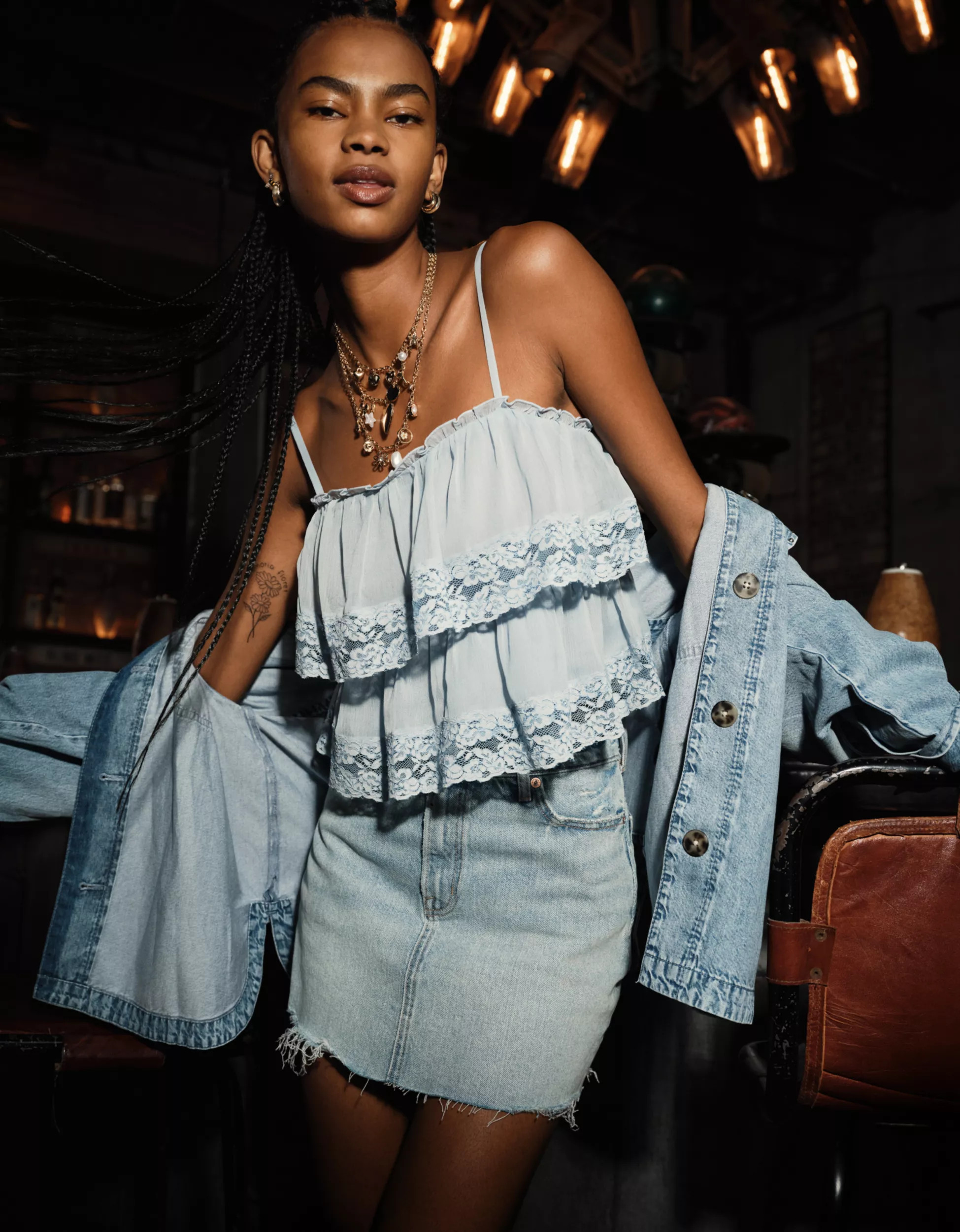 AE Studded Denim Shacket | American Eagle Outfitters (US & CA)