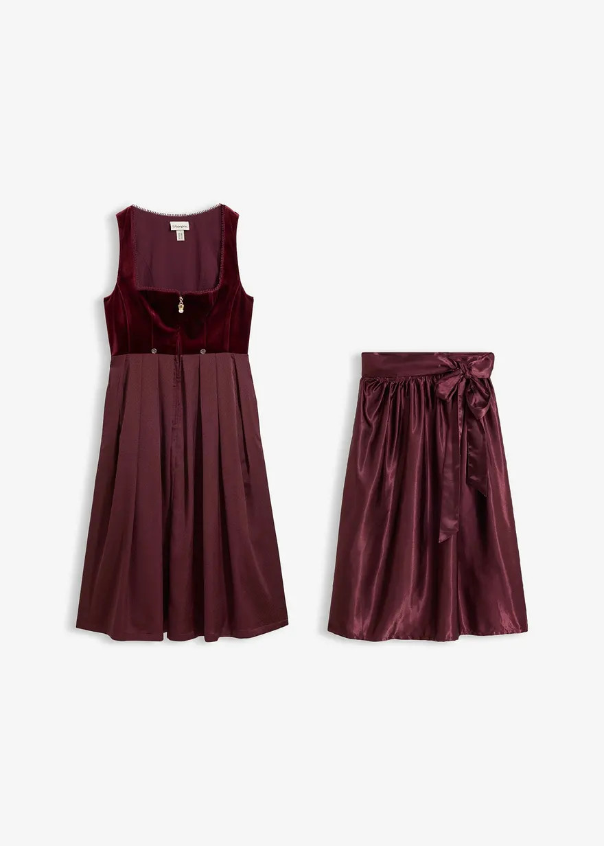 Dirndl mit Samt in Midil\u00e4nge (2-tlg.Set) | Bonprix DE