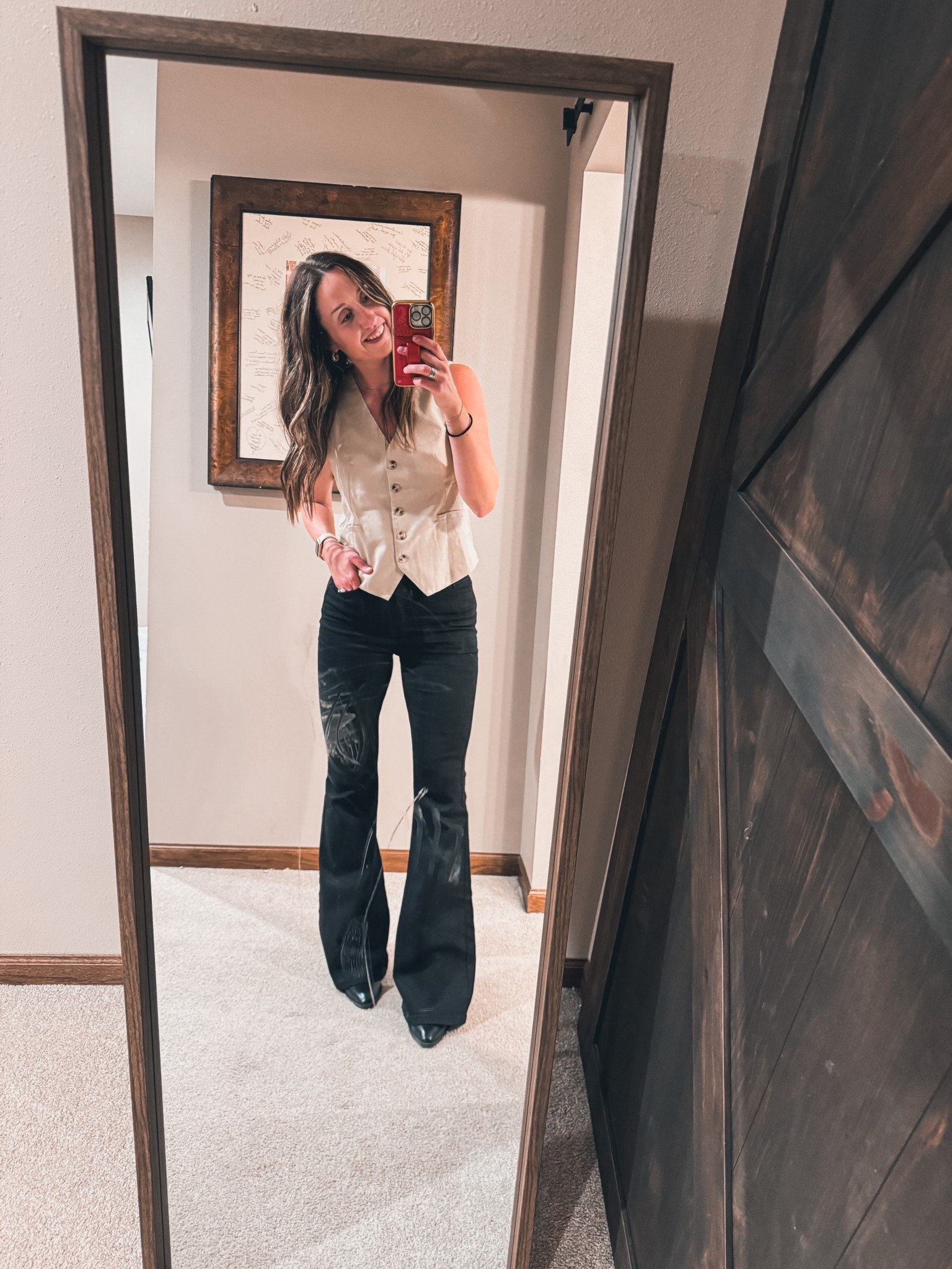 Ignore the smudgy mirror - high rise, stretchy flares that are so flattering!! 